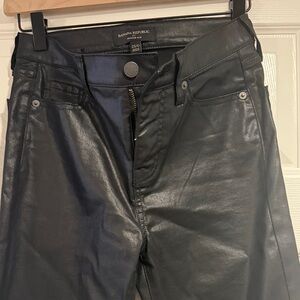 Banana Republic Shiny Black coated denim high rise slim